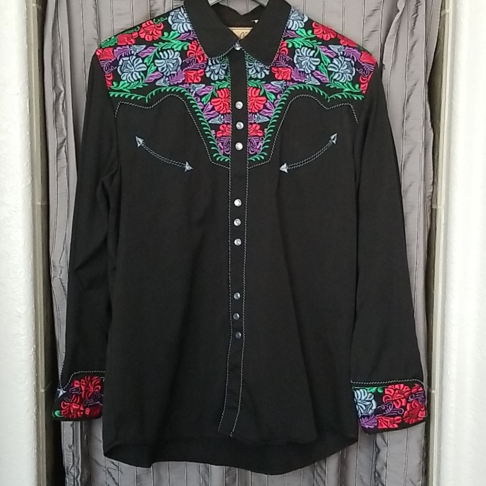 Mens Scully embroidered western shirt